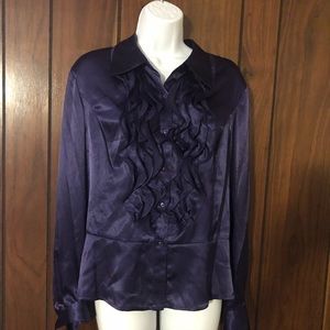 NWT Jones New York Signature Purple Ruffled Top